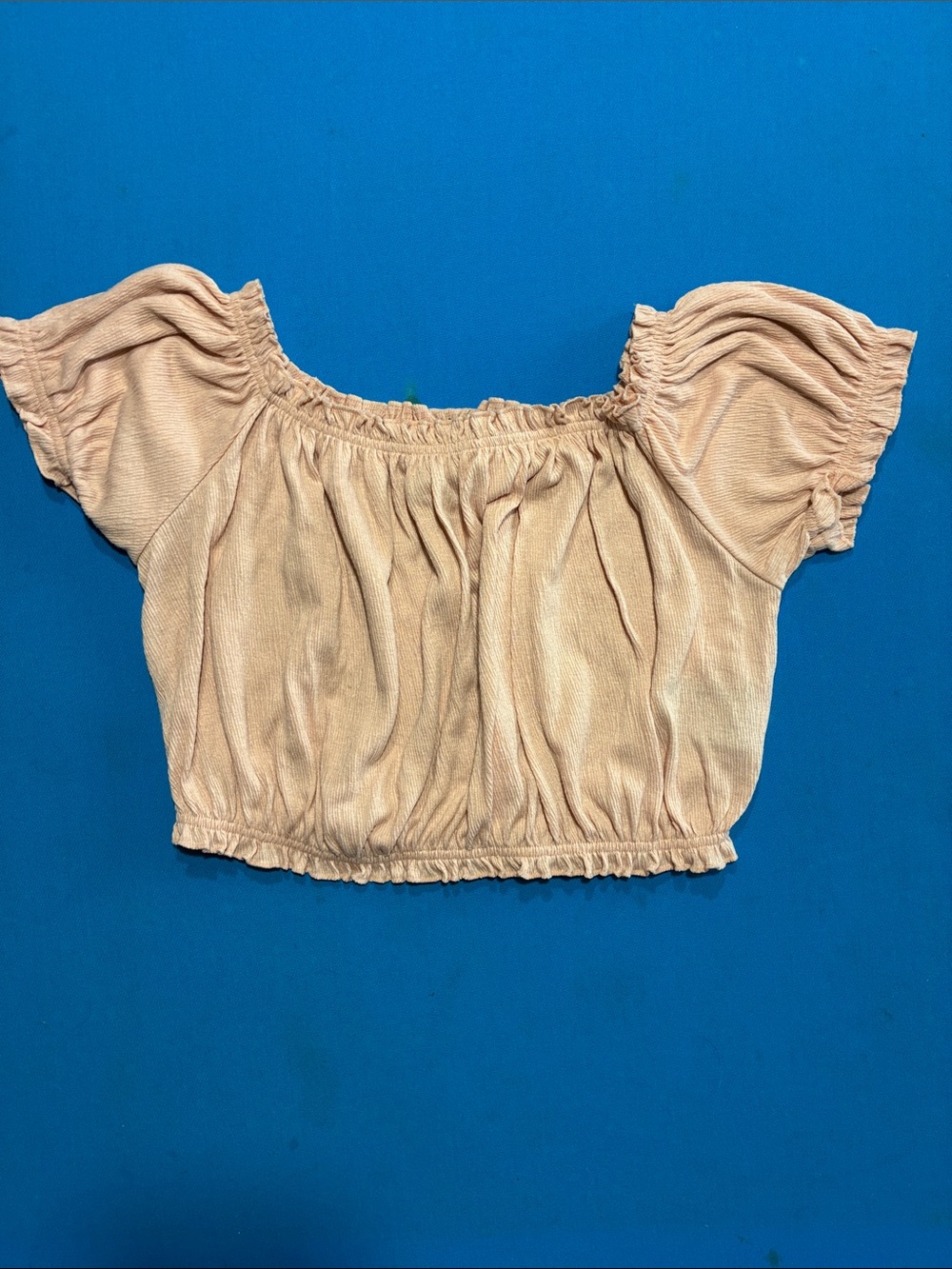 Divided By H&M - Blush/Peach Textured Off-Shoulder Crop Top